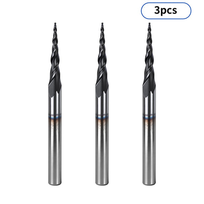 Twotrees Solid Carbide 2 Flute Spiral Tapered Ball Nose End Mill Set 3PCS