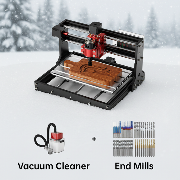 Twotrees TTC3018 Pro CNC Router Machine + Vacuum Cleaner + End Mills