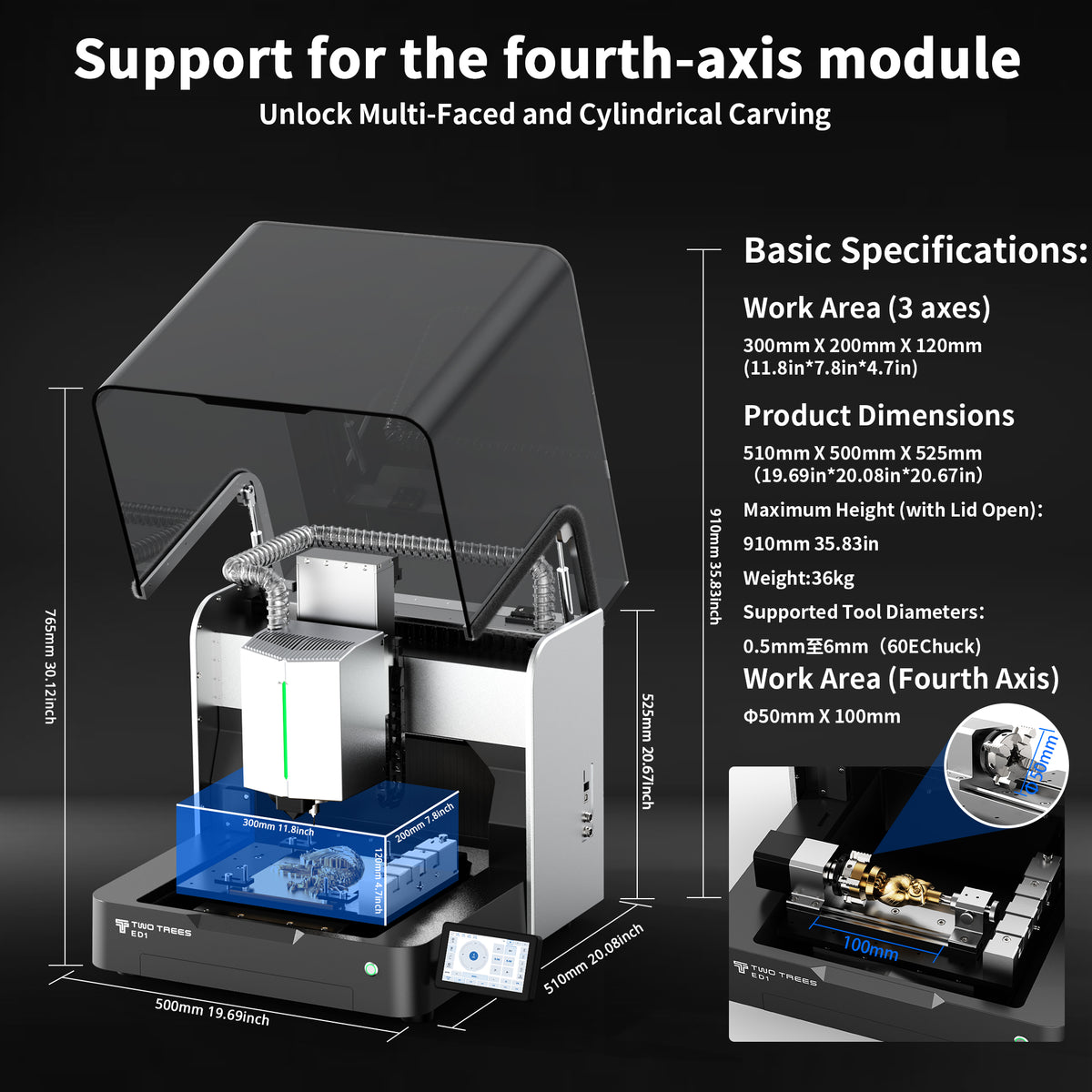 Twotrees ED1 Enclosed Desktop CNC Router Machine