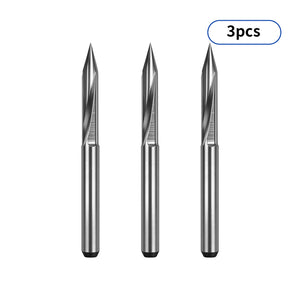 Conjunto de 3 Fresas V-Bit de Fundo Chato, 2 Cortes, Metal Duro, Twotrees
