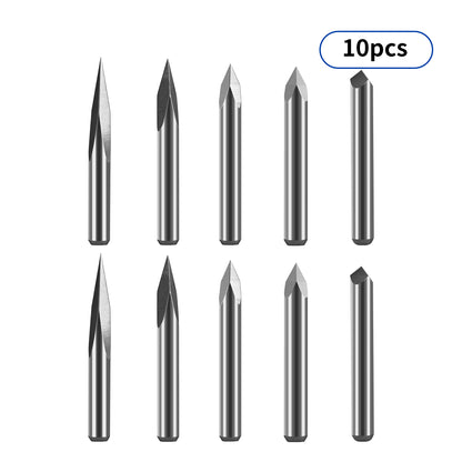 Twotrees Solid Carbide 3 Flute Point V-Bit Set