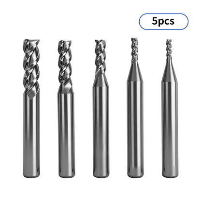 Twotrees Solid Carbide 3 Flute Spiral End Mill Set 5PCS