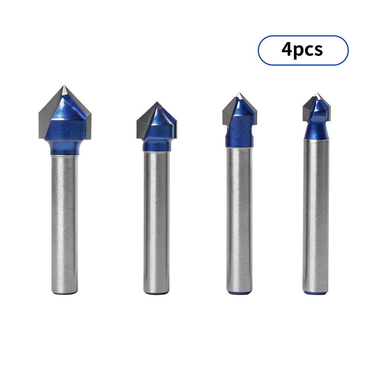 Conjunto de 4 bits V Twotrees Solid Carbide 90°