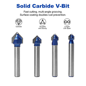 Conjunto de 4 bits V Twotrees Solid Carbide 90°