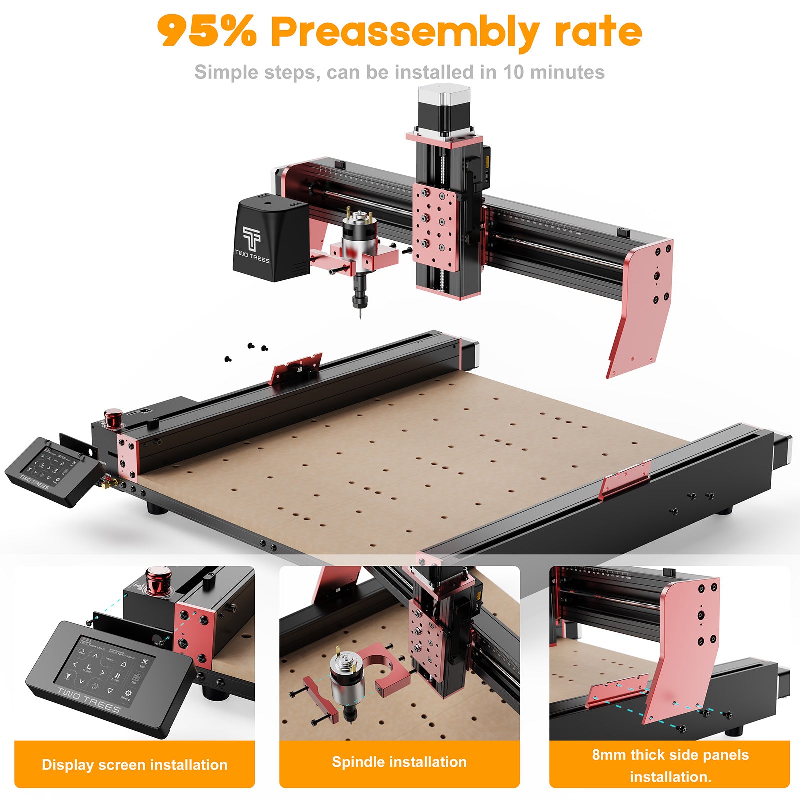 Twotrees TTC450 Pro 500W Motor CNC Router 4 Achsen CNC Arbeitsbereich 460 x 460 x 80 mm zum Gravieren, Schneiden von MDF, Acryl, Massivholz, Nylon, PCB mit 4 Achsen Modulen Twotrees TTC450 Pro 500W Motor CNC Router 4 Achsen CNC Arbeitsbereich 460 x 460 x 80 mm zum Gravieren, Schneiden von MDF, Acryl, Massivholz, Nylon, PCB mit 4 Achsen Modulen